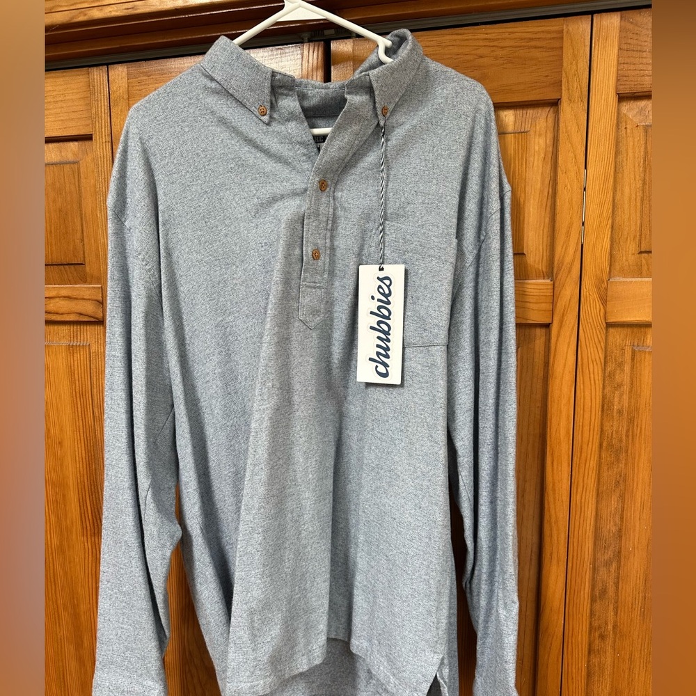 Chubbies Heather Blue Long Sleeve Polo